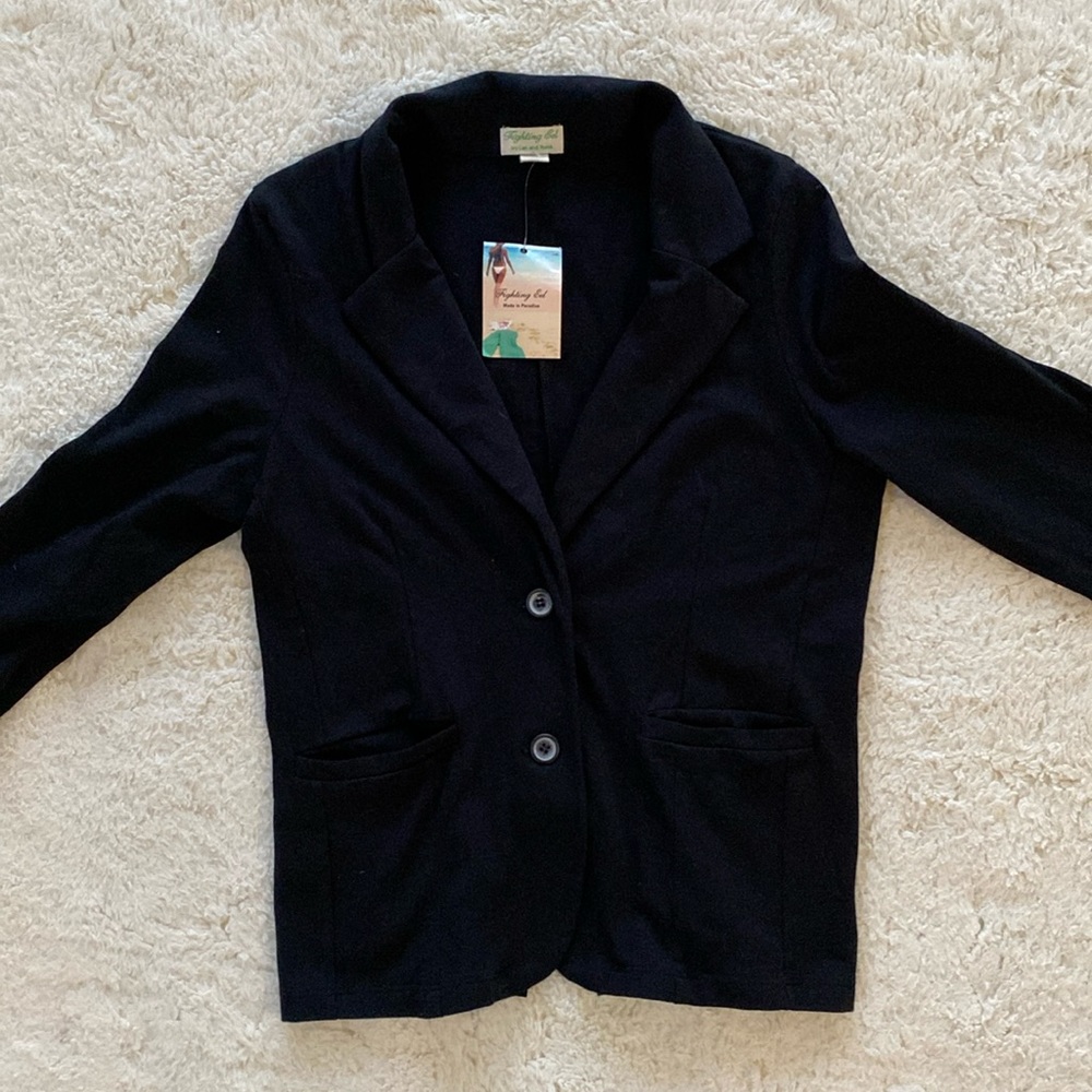 ❤️ Fighting Eel Black Blazer Size Large NWT